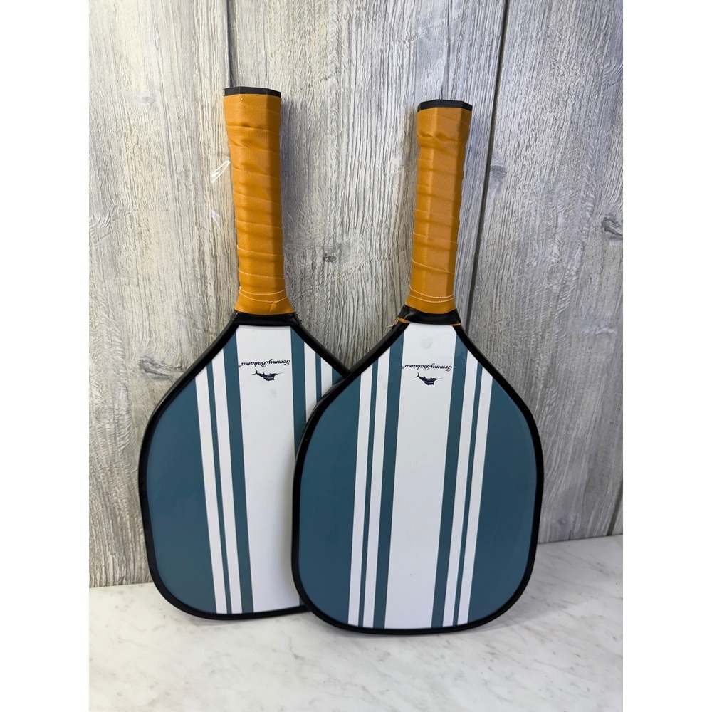 Tommy Bahama Pickleball Paddles Set of 2 Striped Blue White Marlin Logo Sport
